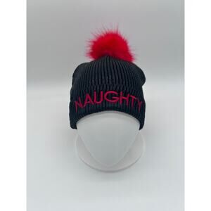 Naughty Nice Black Beanie Claire's Hat OSFM